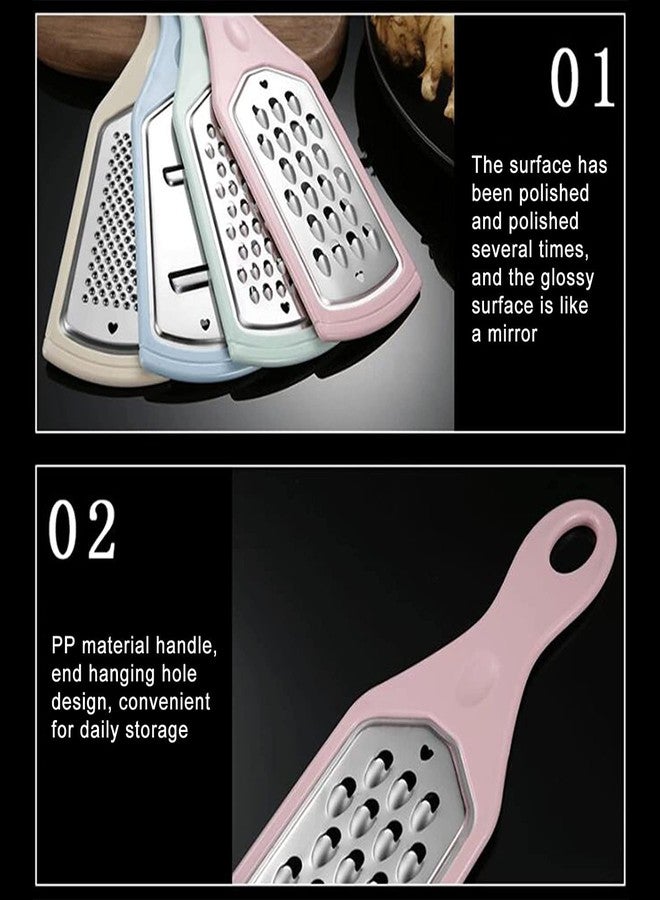 WE-CEF Kitchen Grater 4 Different Planers Flat Handheld Graters for Kitchen Stainless Steel with Hanging Hole, Easy to Grate for Vegetable Fruit Nutmeg Nuts Zester Ginger Garlic Shredder - Image 3